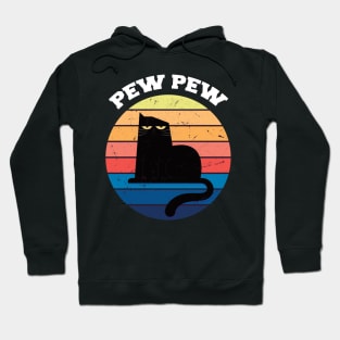 Vintage Retro Black Cat Pew Pew Madafakas! funny cat pew pew madafakas Hoodie